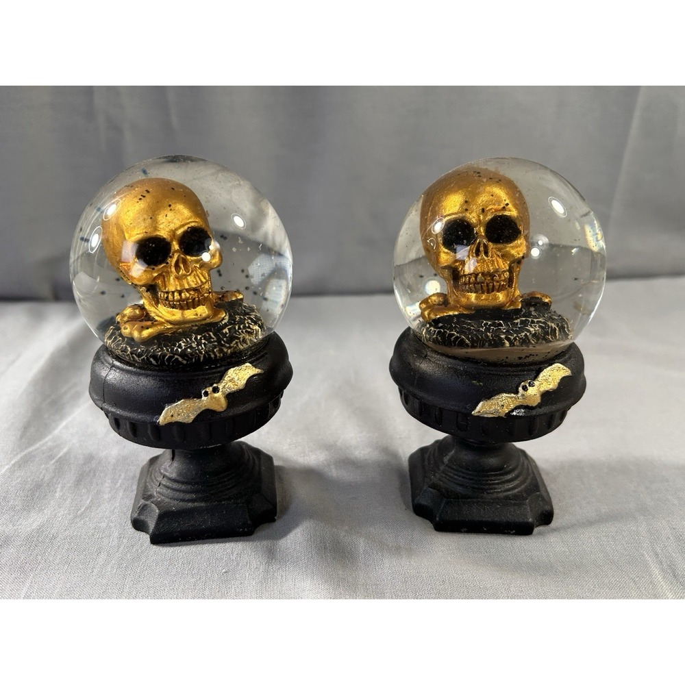 Skull Snow Globe 4"x2.5" Halloween Decor Gothic